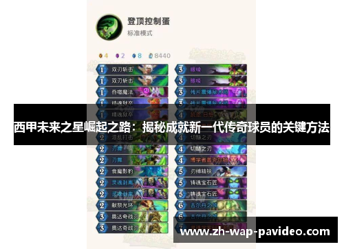 西甲未来之星崛起之路：揭秘成就新一代传奇球员的关键方法